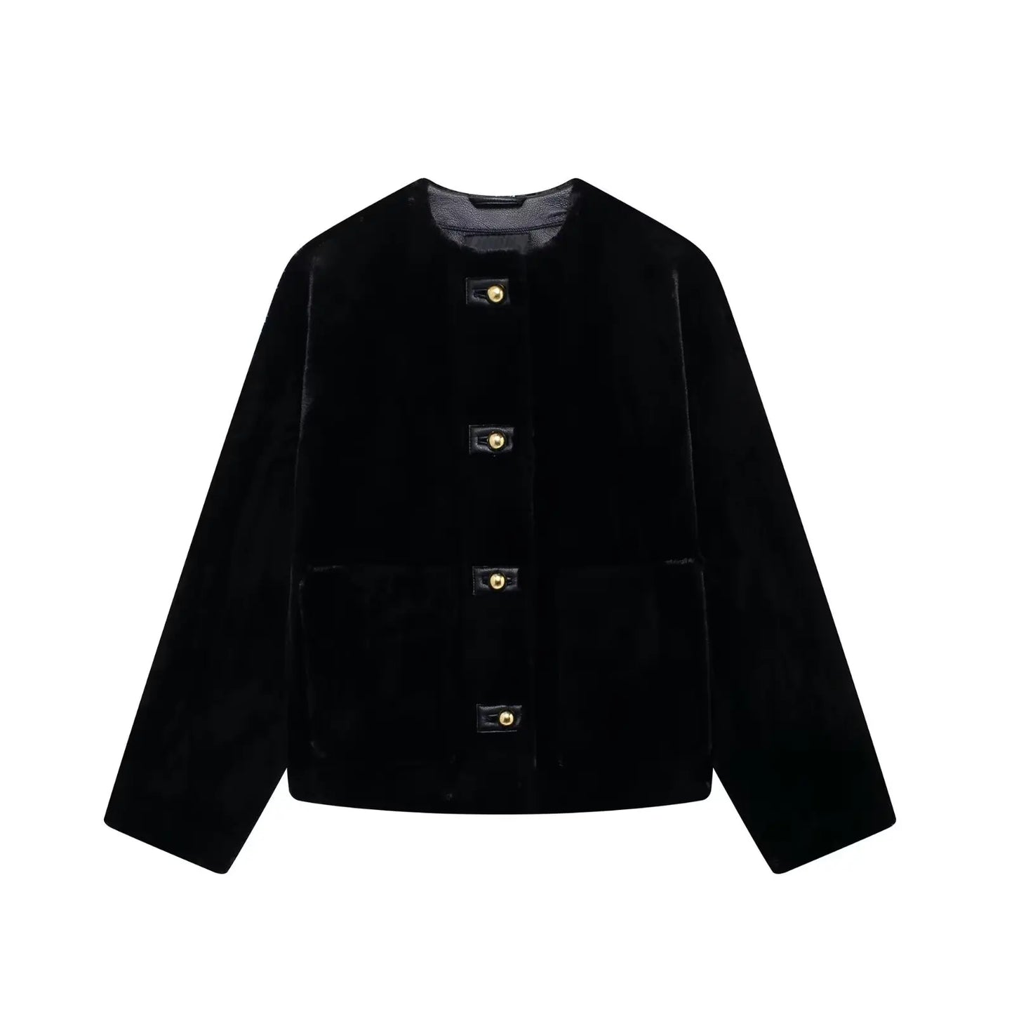 Veste en Fausse Fourrure Noire pour Femme